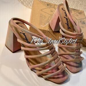FREE PEOPLE Iridescent Straps Sandals Rare NEW IN BOX 38 8 MINT $148 Metallic